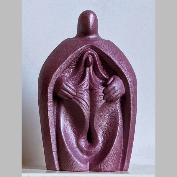 Vulval Madonna. Pink Anasyrma. Sheela-na-gig. Baubo. Feminist Icon. Vulva Shrine. Modern Sculpture. Women's Empowerment Art. Artist-Made.