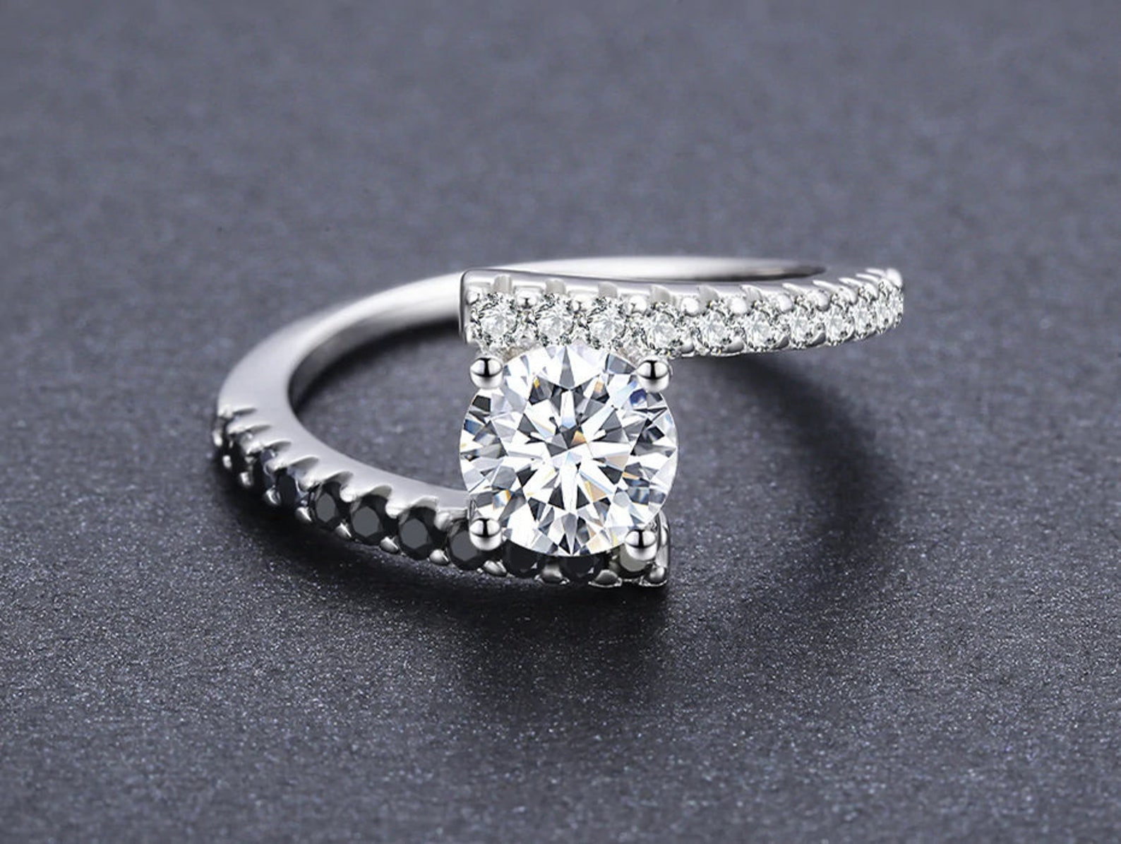 Zwei getönte Diamant Solitär Hochzeit Engagment Ring Geschenk | Etsy