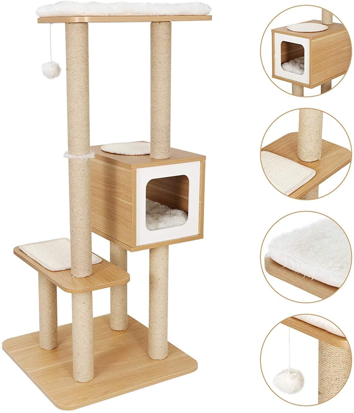 Modern Cat Tree Wooden Cat Tree Cat Furniture with Scratching Etsy