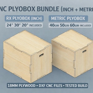 CNC Plyobox Bundle (Zoll + metrisch) DXF Pläne | RX & Mini Gym Boxen | 18 mm Sperrholzplatte