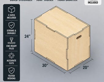 Archivos CNC para caja pliométrica de 20", 24" y 30" / Planos para caja pliométrica / Caja de CrossFit / Equipo de gimnasio DXF / Archivos para fresadora CNC / Descarga instantánea