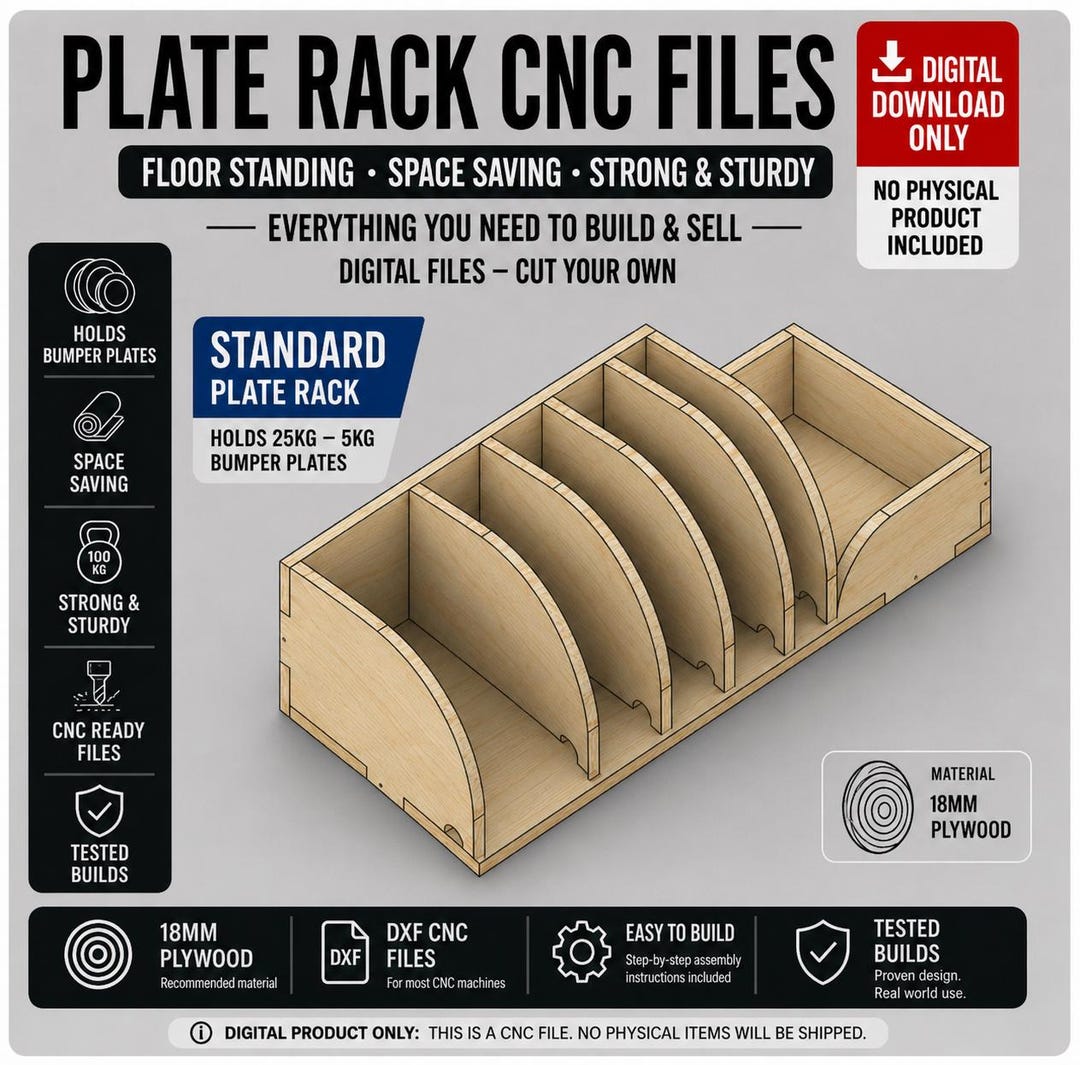 Standard Bumper Plate Rack CNC Files | Plywood Weight Plate Storage ...