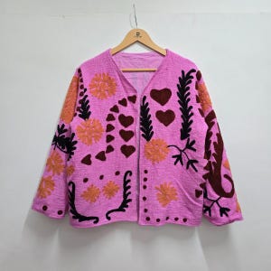 Hand embroidery jacket, Boho bloom , Tnt jackets, Folk art pattern, Joy theme, Suzani jacket