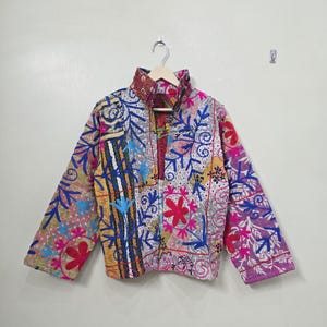 Handcrafted Multicolor Cotton Embroidered Kantha Jacket