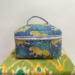 Tiger print pouch, Vanity pouch, Cotton pouch, Zipper pouch, Travel pouch, Daily use pouch, Boho cotton pouch, Hand bag