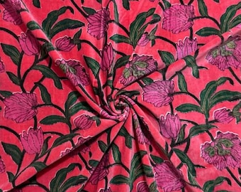 Floral Printed Cotton Velvet Upholstery & Garment Fabric
