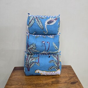 Bird print toiletry pouch, Quilted pouch, Tiger print, Zipper pouch, Gym pouch , medicine organizer , Cotton pouch, Printed pouch