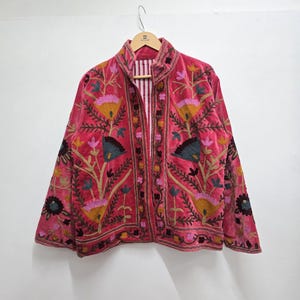 Hand Embroidered Velvet Suzani Jacket: Boho Bohemian Coat
