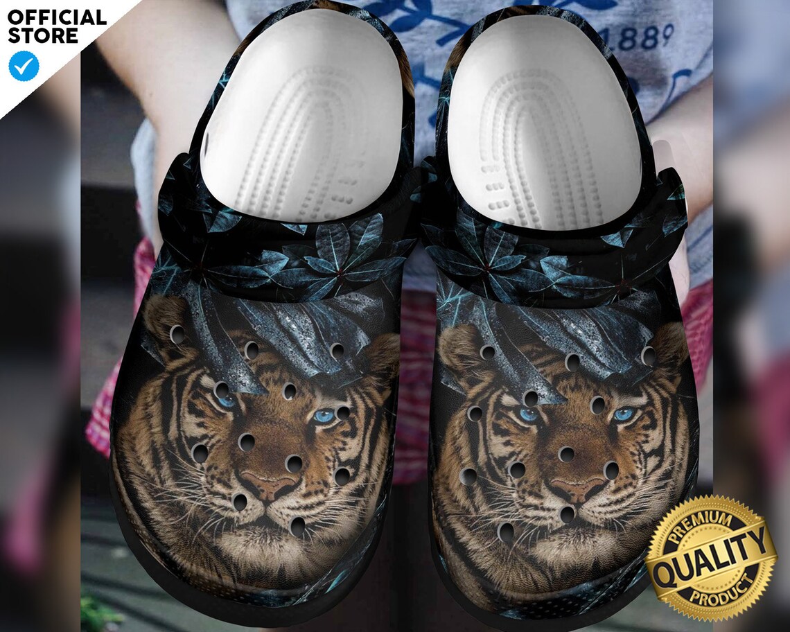 tiger stripe crocs