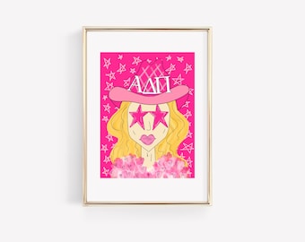 Alpha Delta Pi - CUSTOMIZABLE Pink Funky Cowgirl - Sorority Print