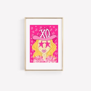 Chi Omega - CUSTOMIZABLE Pink Funky Cowgirl - Sorority Print