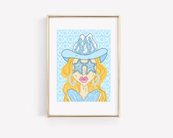 Delta Delta Delta - CUSTOMIZABLE Blue Funky Cowgirl - Sorority Print