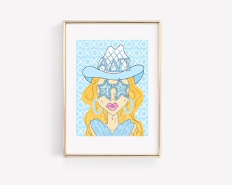 Alpha Delta Pi - CUSTOMIZABLE Blue Funky Cowgirl - Sorority Print