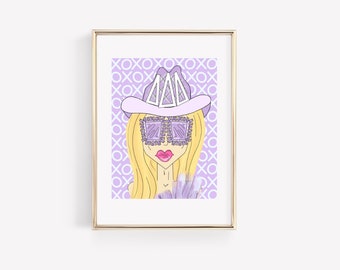 Delta Delta Delta - CUSTOMIZABLE Purple Funky Cowgirl - Sorority Print