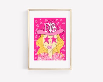 Gamma Phi Beta - CUSTOMIZABLE Pink Funky Cowgirl - Sorority Print