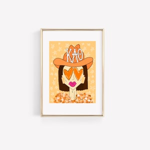 Kappa Alpha Theta - CUSTOMIZABLE Orange Funky Cowgirl - Sorority Print