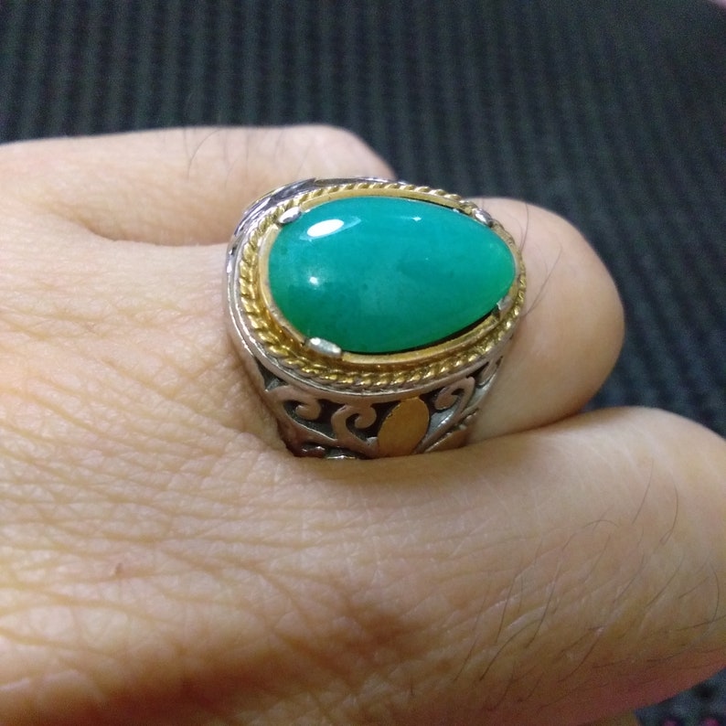 Gorgeous Gem Silica Chrysocolla Set on Silver Ring Blue Tosca Color