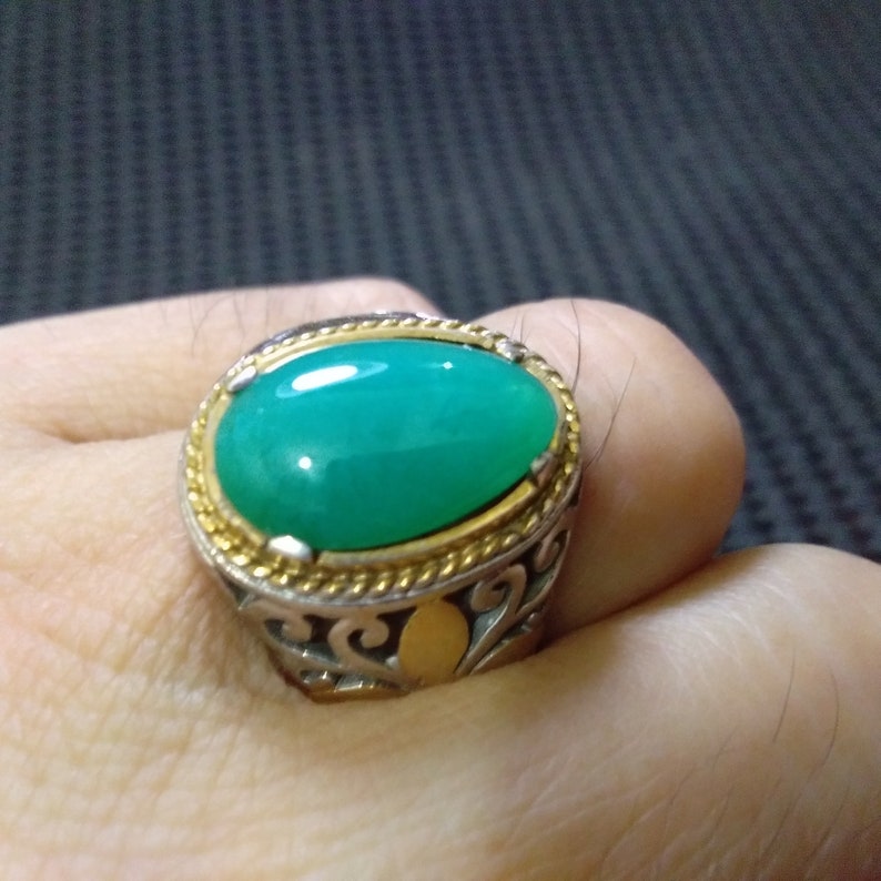 Gorgeous Gem Silica Chrysocolla Set on Silver Ring Blue Tosca Color