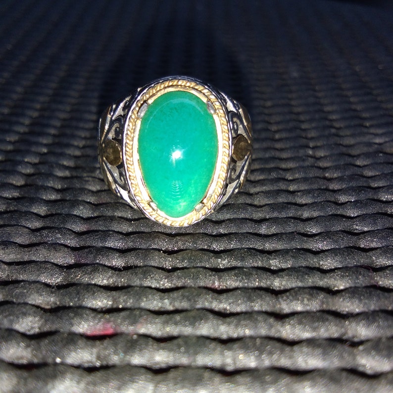 Gorgeous Gem Silica Chrysocolla Set on Silver Ring Blue Tosca Color