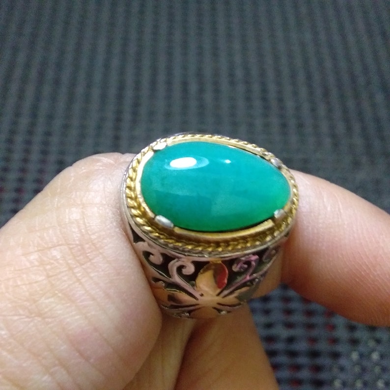 Gorgeous Gem Silica Chrysocolla Set on Silver Ring Blue Tosca Color
