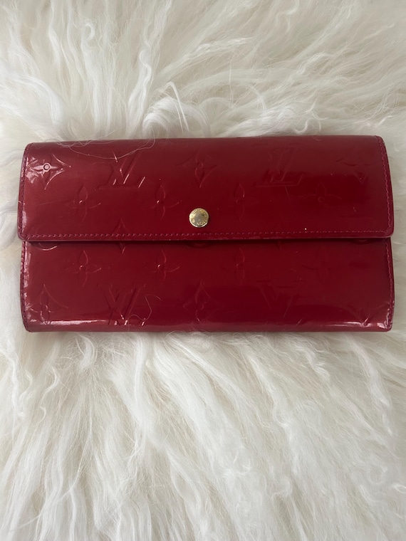 Louis Vuitton Red Vernis Wallet - Etsy Louis Vuitton Red Vernis wallet main image 0