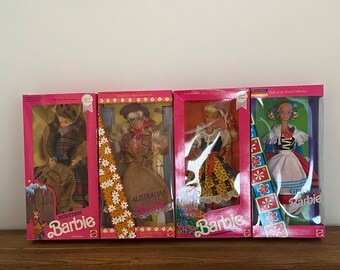 Lot de poupées Barbie vintage des années 90, tchèque, australienne, écossaise, suédoise