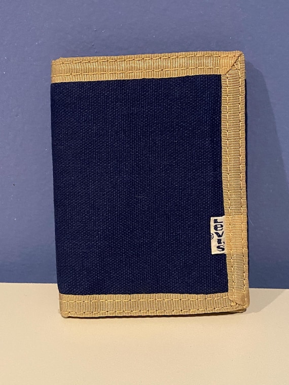 Vintage Levi's Canvas Tri-fold Wallet Velcro 1980… - image 1