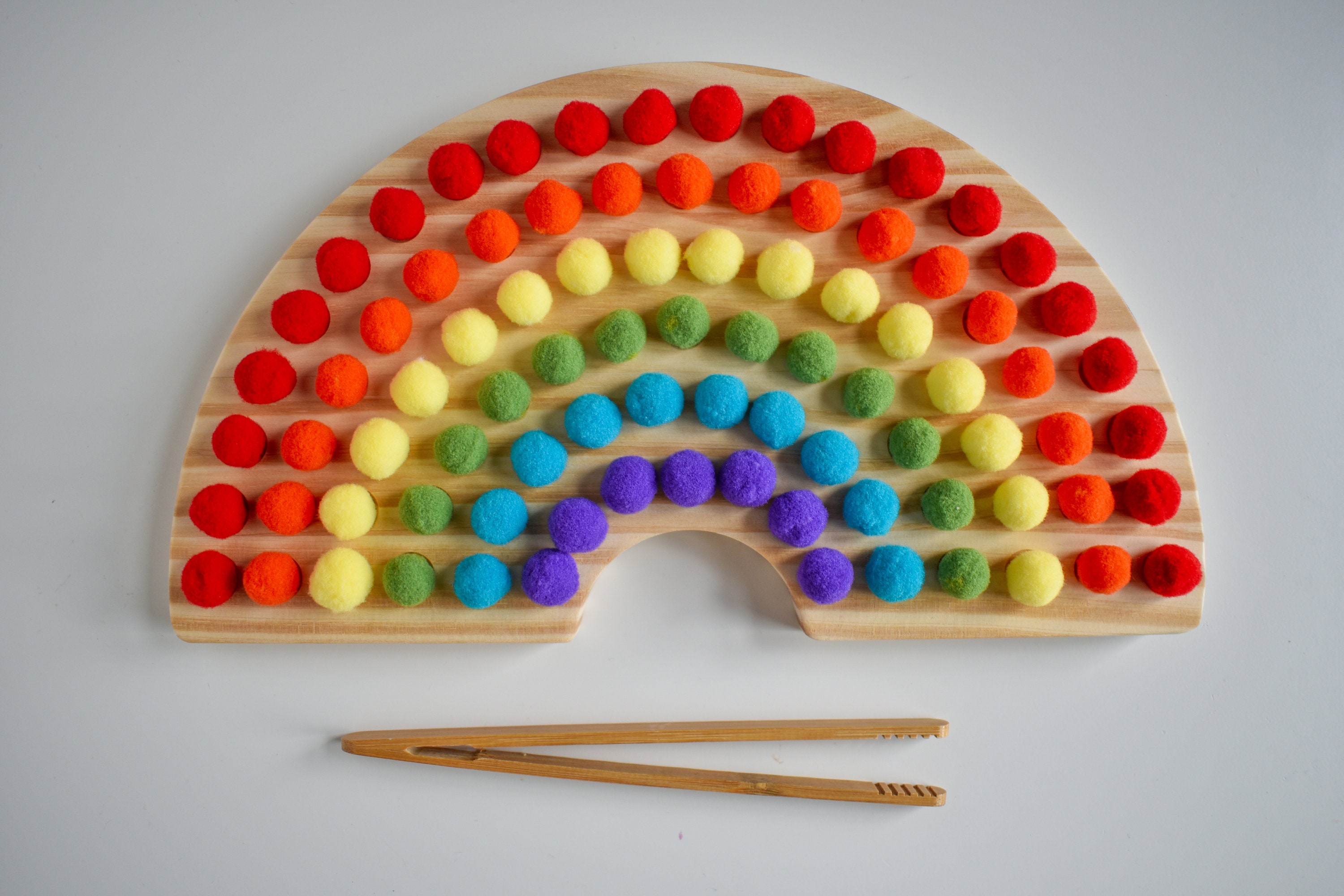 Wooden Rainbow Board Colour Sorting Etsy