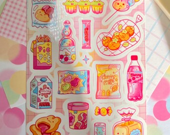 Midnight Run Stickers Sheet, Journaling Stickers, Penpal Stickers, Food Sticker, Cute Stationery, Cute art, Colorful Stickers , itskindy