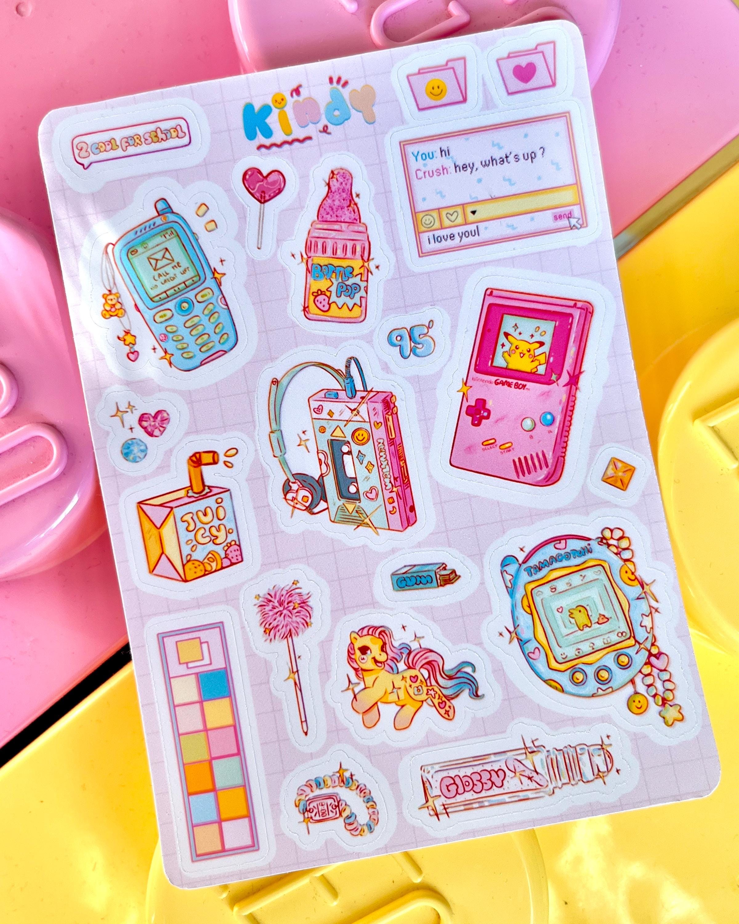 90’s Kid Sticker Sheet • Retro Nostalgia Vinyl Stickers • Cute Colorful ...