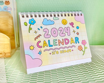 2024 Desk Calendar, Cute Calendar, Desk Accessories, Cute Desk Decor, Calendar Illustrated, Desk Planner, Desk Accessories, Kawaii, itskindy