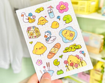 Duckies Stickers Sheet, Journaling Stickers, Penpal Stickers, Duck Sticker, Cute Stationery, Cute art, Colorful Stickers , itskindy