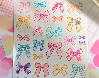Pretty Bows Sticker Sheet • Glossy Vinyl Stickers for Journaling