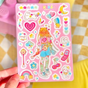Foglio di adesivi per ragazze magiche, adesivi rosa, adesivi per diario, cancelleria carina, adesivi carini, arte stravagante, adesivi in vinile, itskindy