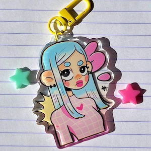 Cute Girl Acrylic Keychain // Acrylic Charm - Cute Acrylic Charms - Color Charm - Key ring - Cute accessories - Epoxy Resin - Kindy