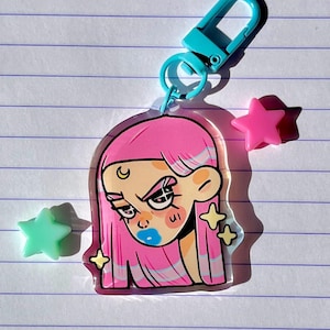 Bad Girl Acrylic Keychain // Acrylic Charm - Cute Acrylic Charms - Color Charm - Key ring - Cute accessories - Epoxy Resin - Kindy