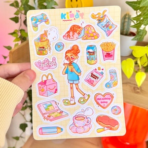 Lazy Day-stickers, dagboekstickers, penvriendstickers, gezellige sticker, leuk briefpapier, leuke kunst, kleurrijke stickers, itskindy
