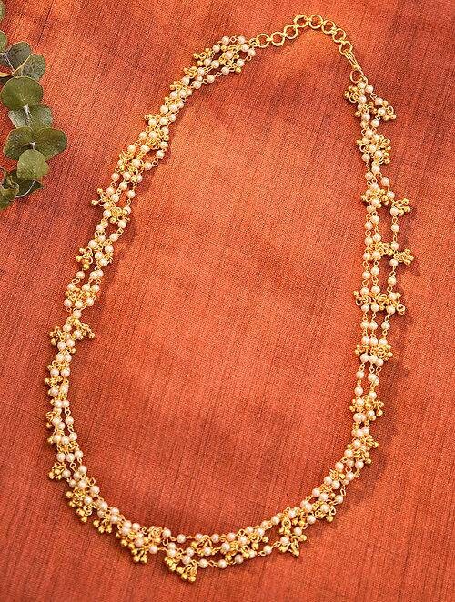 Long Pearl Necklace Set Indian Necklace Gold Necklace Set Etsy