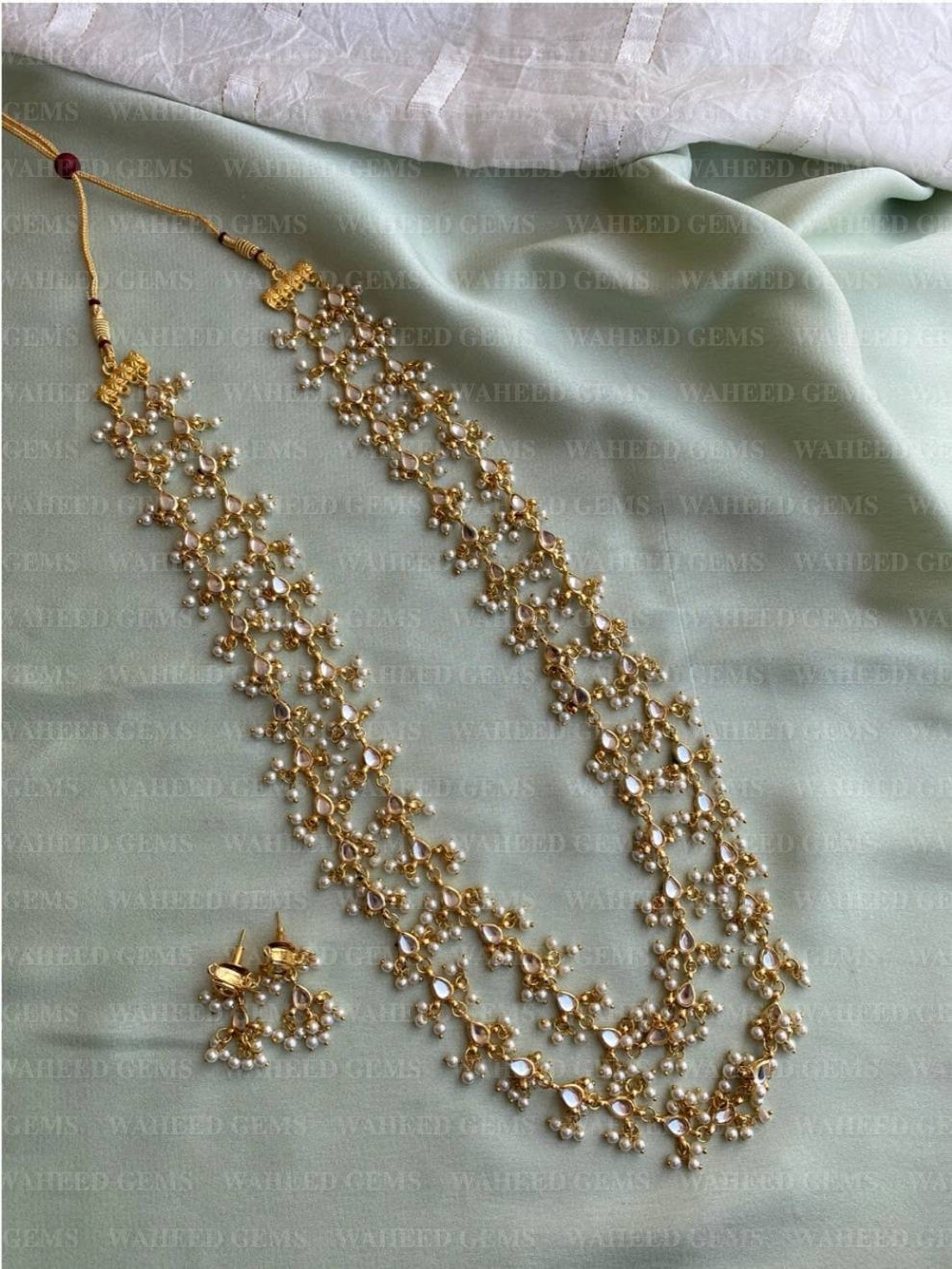 Long Fashion Necklace/ Gold Necklace /indian Necklace/polki Etsy