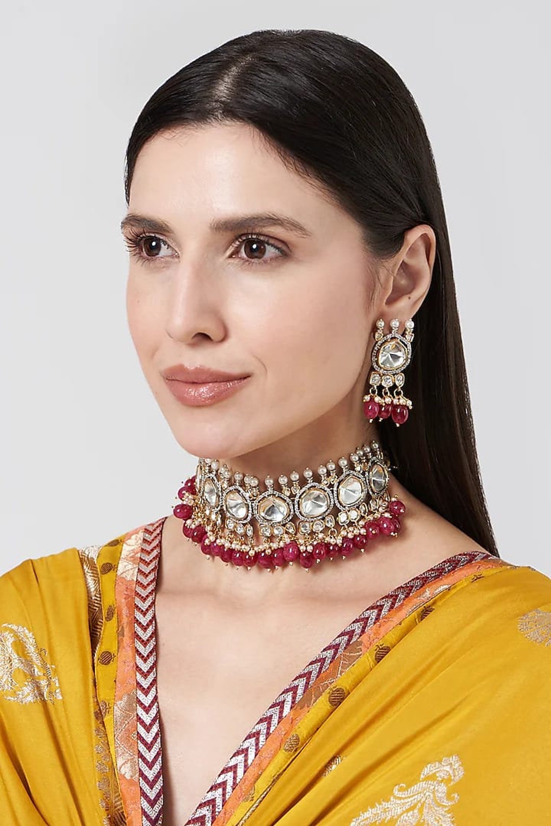 Victorian Uncut Polki Faux Diamond Necklace Set/designer Etsy