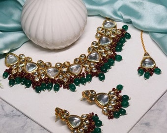 Indian Kundan Choker/ Indian Jewelry/ Indian Necklace/ Indian Choker/ Indian Wedding Necklace Set/ Kundan Choker