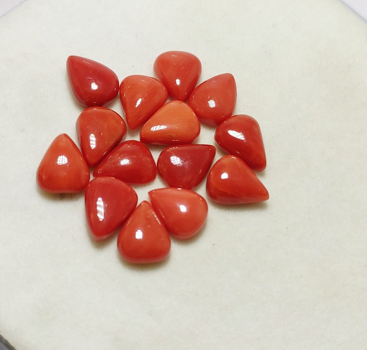 14 Pcs 810Mm RED CORAL Gemstone Pear Cabochon Stone Loose Etsy