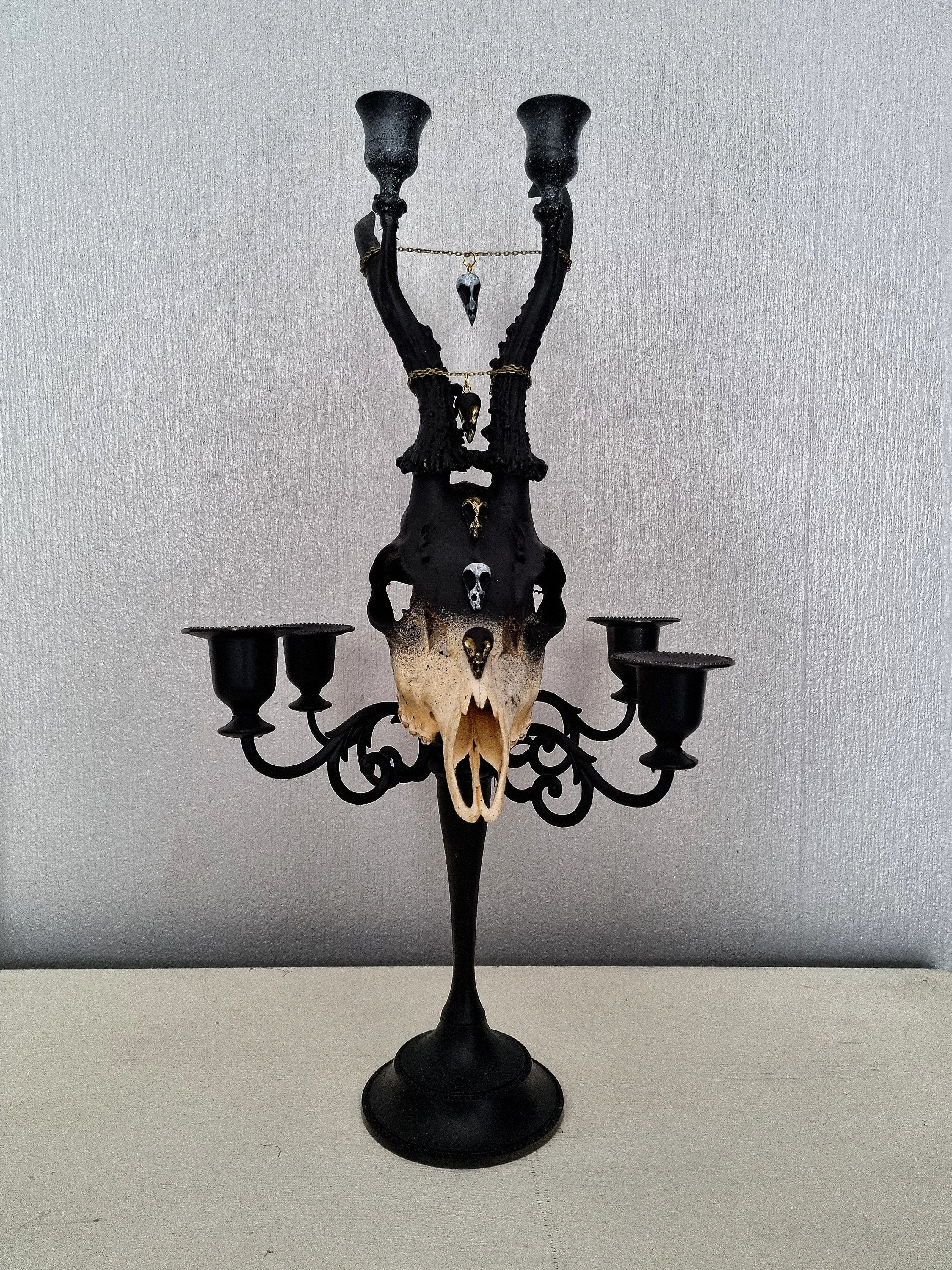 Real Roe Deer Skull Candelabra Dark Interiors Gothic Design