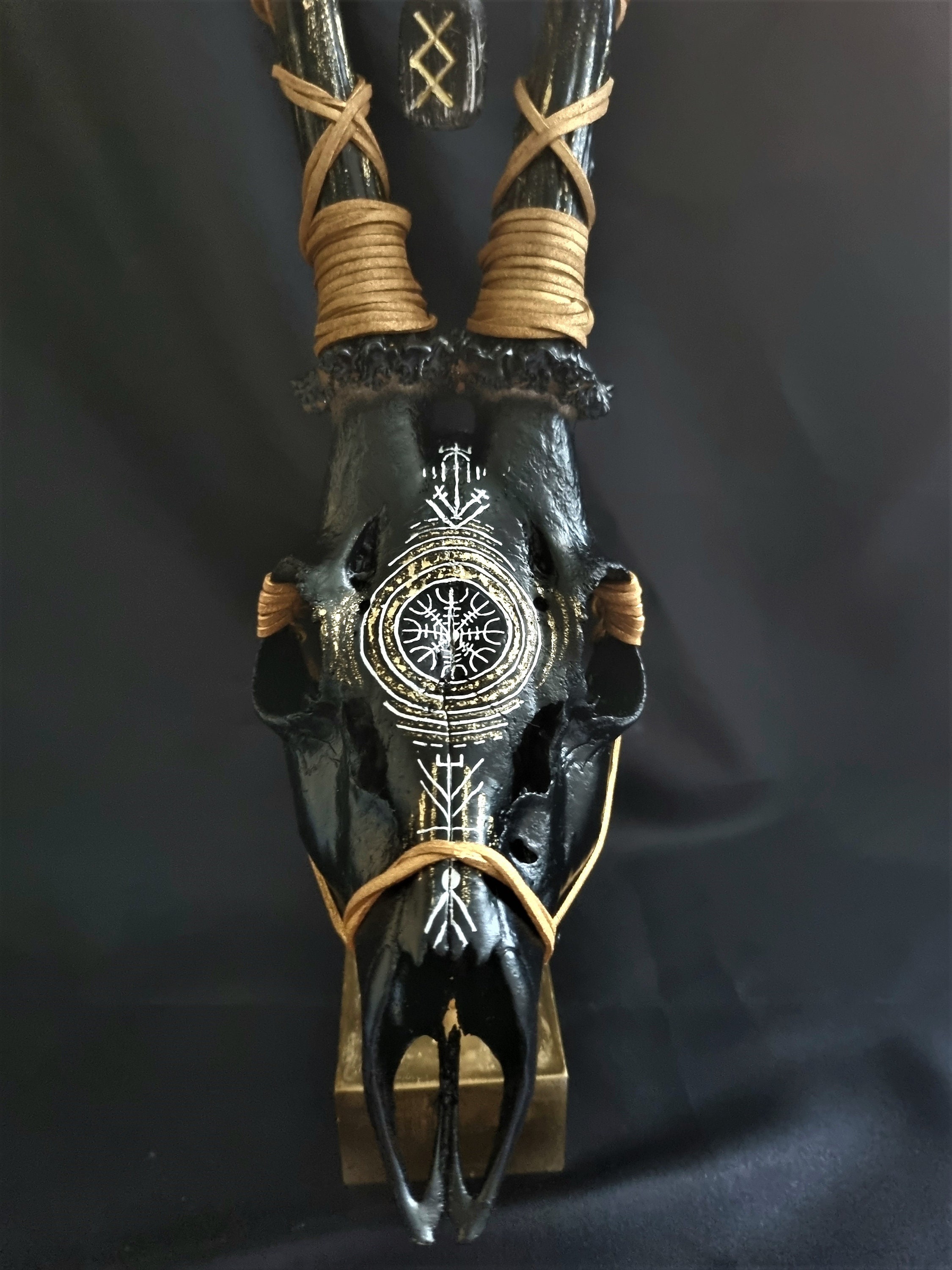 Real Roe Deer Skull Hand Painted Traditional Nordic Pagan Symbols ...