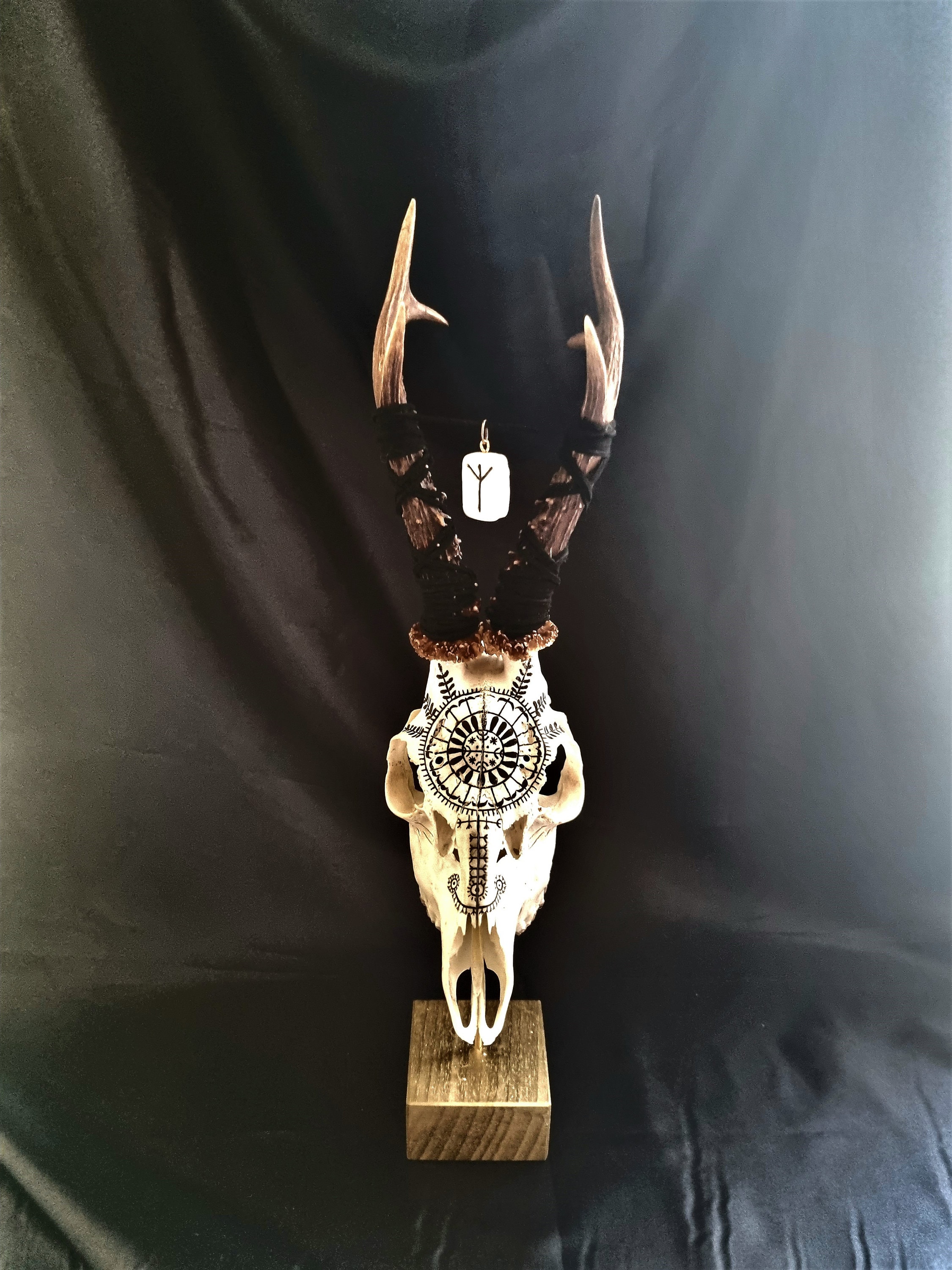 Real Roe Deer Skull Hand Painted Traditional Old Slavic Pagan Symbols ...