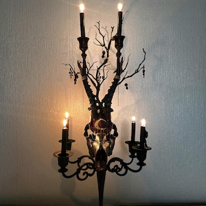 Lilith Roe Deer Skull Candelabra: Handcrafted Gothic Altar Decor