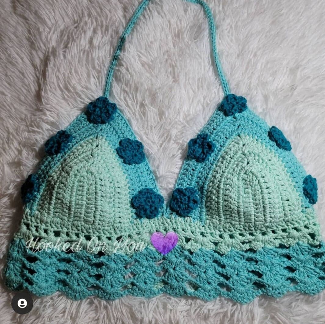 Crochet flower bralette. Crochet flower crop top Etsy