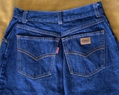Vintage skirt 80s in dark wash indigo denim, high waist, vintage 1980 Size S M Brand EL PASO