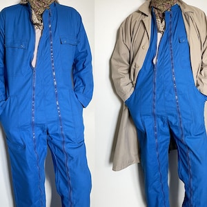 Vintage dead stock work overalls made in France, blue color, size XL