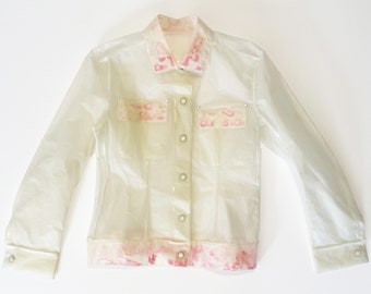 Chaqueta transparente vintage ISSEY MIYAKE fabricada en Japón. Chaqueta cortavientos impermeable. Chaqueta Issey Miyake descosida e impermeable.